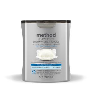 Method heavy duty dishwasher packs - free + clear, 26 ct