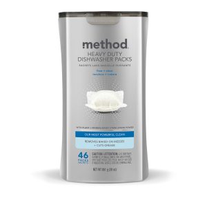 Method heavy duty dishwasher packs - free + clear, 46 ct