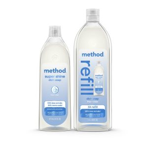 Method super shine liquid dish soap starter set - free + clear, 64 fl oz